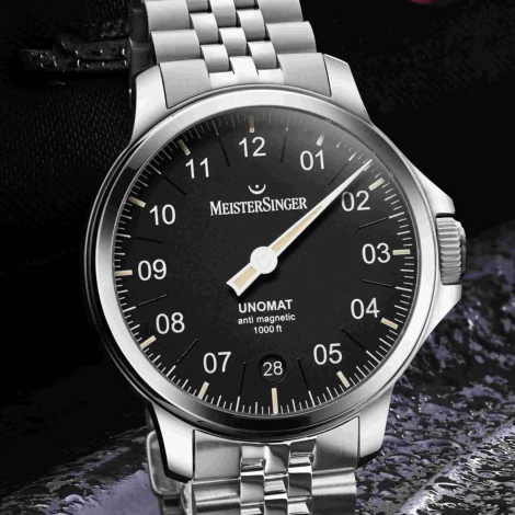 Montre MeisterSinger Unomat - Noir/Radium vieilli