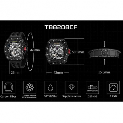 Montre Tsar Bomba - Elemental Series - Blanc - Carbon Fiber Automatic Watch