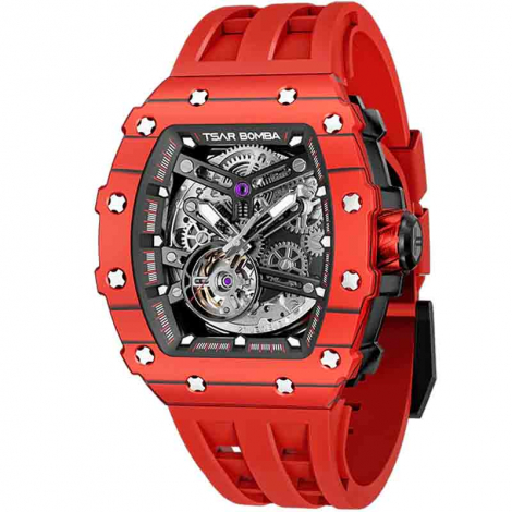 Montre Tsar Bomba - Elemental Series - Rouge - Carbon Fiber Automatic Watch