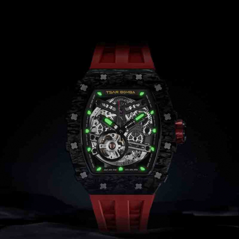 Montre Tsar Bomba - Elemental Series - Rouge - Carbon Fiber Automatic Watch