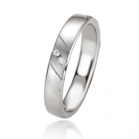 Alliance argent diamant large de 4 mm Cla - 08085

