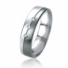 Alliance B. & white 5 mm  5 mm Or et Ruthenium diamant - Aliya -07155
