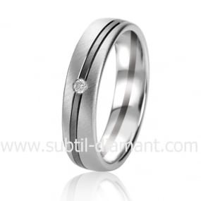 Alliance B. & white 5 mm  6.5 mm Or et Ruthenium diamant - Ambellina -06321
