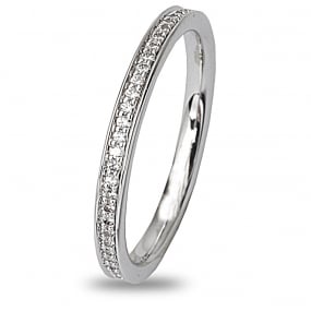 Alliance diamant tour complet serti grains  0.25 ct  en Or Blanc  - Morgane
