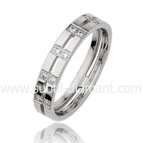 Alliance Hestia ajoure en Or Blanc et diamants 4 mm 6 liane - 3630105 
