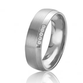 Alliance Rainbow 6 mm 6 mm Platine 950 diamant - Debora - 06225PT