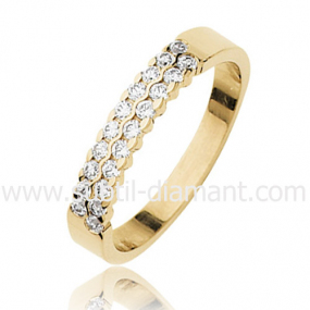 Alliance sertie vague en Or Jaune et diamants 3.8 mm 6 Alessandra - 95601280 
