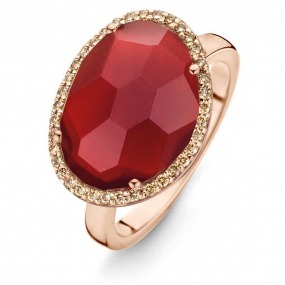 Bague Agate Rouge diamants bruns - One More - Stomboli 0.22 ct  - Stromboli 053727R3 
