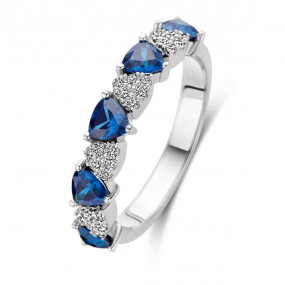 Bague argent avec pierre bleue et sertie de Zirconium  - Naiomy Silver - Annabelle