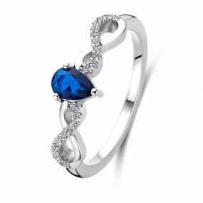 Bague argent avec pierre bleue et sertie de Zirconium  - Naiomy Silver - Miriama