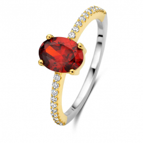 Bague Argent et plaqu or zirconium rouge et balnc Naiomy  - Lara