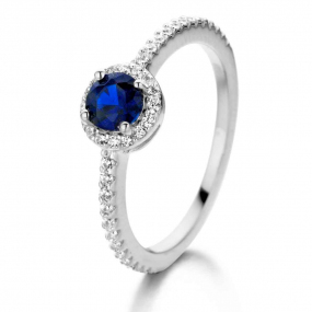 Bague Argent pierre bleue sertie de Zirconium - Naiomy - Myrona