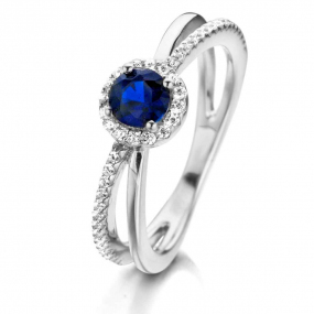 Bague Argent pierre bleue sertie de Zirconium - Naiomy - Myrona