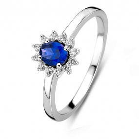 Bague Argent pierre bleue sertie de zirconium - Naiomy Silver - Femme - Vahiti - B9A01