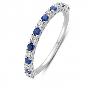 Bague Argent pierres bleues sertie de zirconium - Naiomy - Romantique