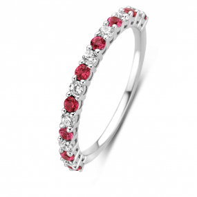 Bague Argent pierres rouges sertie de zirconium - Naiomy - Eeva