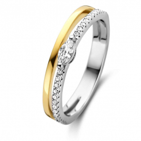 Bague Argent plaqu or sertie de zirconium - Naiomy - Axelle