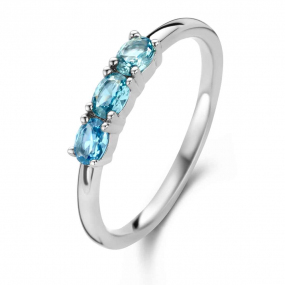 Bague Argent sertie de zirconium sky blue - Naiomy Silver - Femme - Coralie - B1Q01