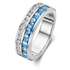 Bague Argent zirconium bleu et blanc Naiomy  - Alexane