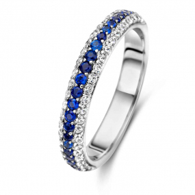 Bague Argent zirconium bleu et blanc Naiomy  - lizabeth