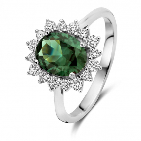 Bague Argent zirconium vert - blanc Naiomy  - Femme - Oxanna - N3U54