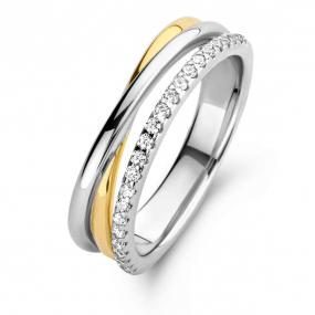 Bague bicolore sertie de zirconium Naiomy Silver - Nomie