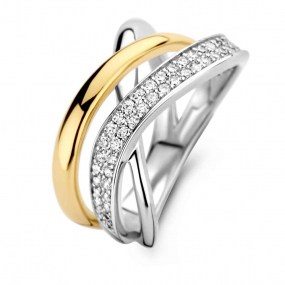 Bague bicolore sertie de zirconium Naiomy Silver - Vaema