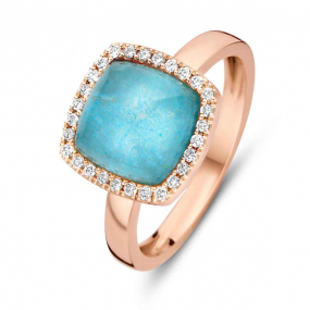 Bague cristal de roche sur amazonite et diamants One More - Pantelleria 0.14 ct  - Pantelleria 062250Y2 
