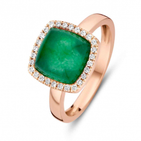 Bague cristal de roche sur quartz verte et diamants One More - Pantelleria 0.14 ct  - Pantelleria 062250Y3 
