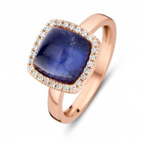 Bague cristal de roche sur sodalite et diamants One More - Pantelleria 0.14 ct  - Pantelleria 062250NS 
