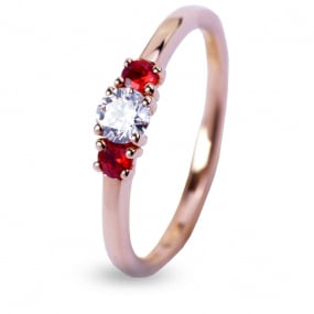 Bague Diamant et Saphirs Rouges 0.20 ct Aurianna - AN3333R/ZT