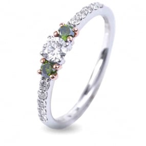 Bague Diamants et Saphirs Verts 0.20 ct Azaly - AN3273BR/BRV