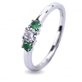 Bague Diamants et Saphirs Verts 0.20 ct Lune - AN3333B/TS