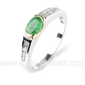 Bague meraude en 2 Ors diamant Alanna - 12538 EM

