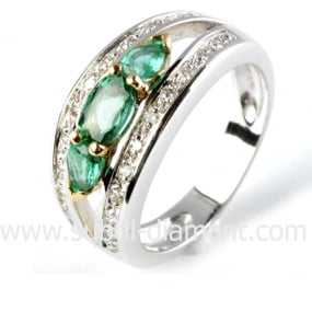 Bague emeraude - en 2 Ors diamant Geneva - 10961 EM

