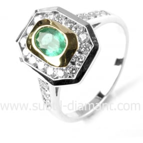 Bague meraude en 2 Ors diamant Marylne - 12048 EM

