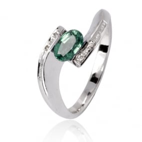 Bague meraude en Or Blanc diamant Halia - 11693 EM

