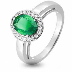 Bague Emeraude en Or Blanc diamant Jade - 1.6017.E1

