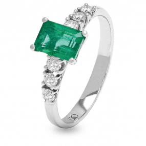 Bague Emeraude et Diamants en Or Blanc diamant Camilla - AB5837S

