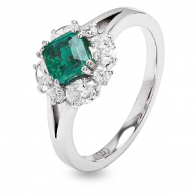 Bague Emeraude et Diamants en Or Blanc diamant Merveille - AN3571B/SME

