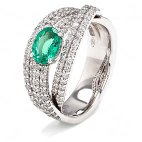 Bague emeraude - en Or Blanc diamant Vaianu - AN3565B/SME(ov)

