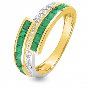 Bague Emeraude et Diamants en Or Jaune diamant Bora Bora - MI055BEB5

