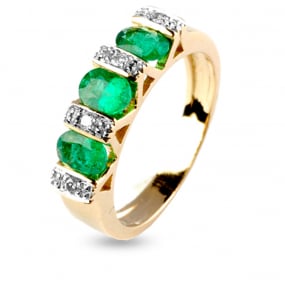 Bague meraude et diamants en Or Jaune diamant Clmence - 10559EM

