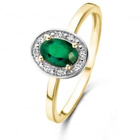 Bague Emeraude et Diamants en Or Jaune diamant Lena - 054004EA

