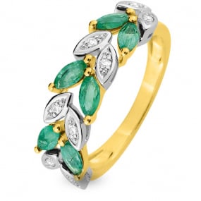 Bague Emeraude et Diamants en Or Jaune diamant Milles clats - MBA11BeB4

