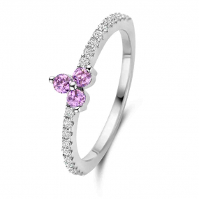 Bague en argent pierre violette et oxydes de zirconium - Naiomy Silver - Marjorie