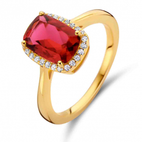 Bague en argent plaqu or 18 carats avec pierre couleur Tourmaline - zirconium - Femme - Ayumi - N2C57