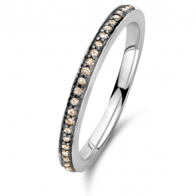 Bague Ischia Basics, diamants bruns sur or blanc-046575A3