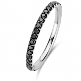 Bague Ischia Basics, diamants noirs sur or blanc-91Z916A2