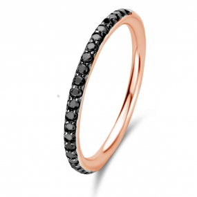 Bague Ischia Basics, diamants noirs sur or rose-91AD13A2